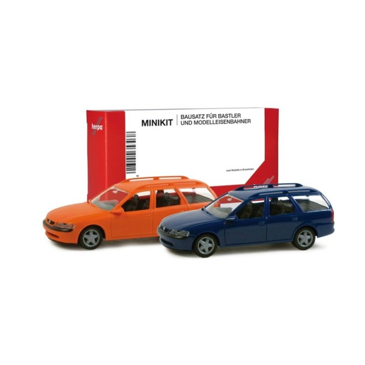Herpa MiniKit Opel Vectra Caravan kommunalorange und nachtblå (2 stk.)