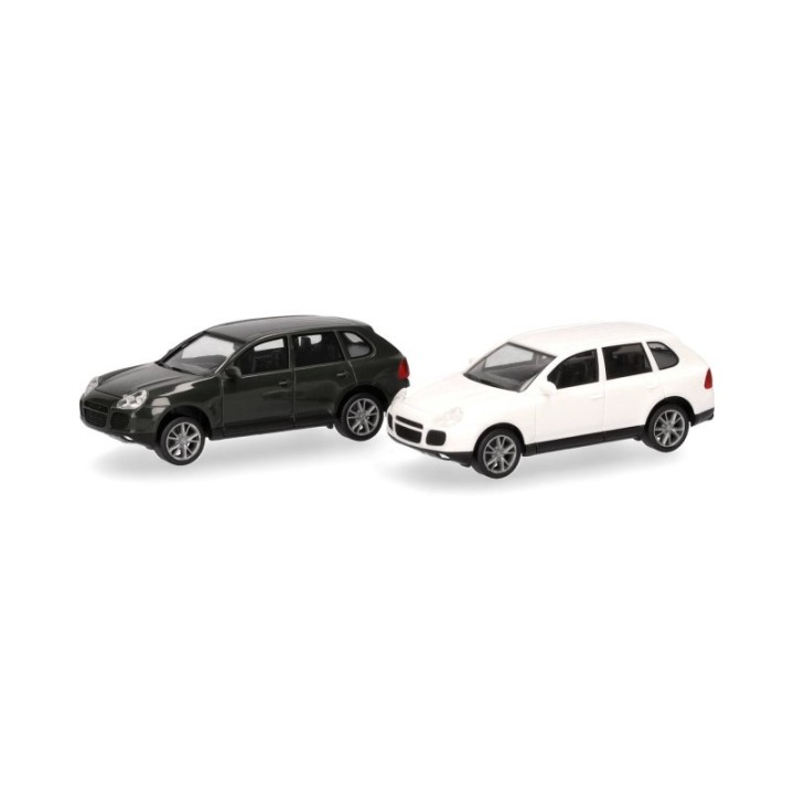 Herpa MiniKits Porsche Cayenne Turbo british racing green/sandhvid – produktbillede 2