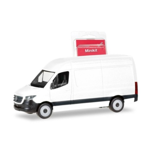 Herpa MiniKit: Mercedes-Benz Sprinter 2018 kassevogn med højt tag hvid