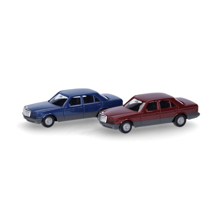 Herpa MiniKit Mercedes-Benz S-Klasse (W126) saphirblå und weinrød 2 stk – produktbillede 2