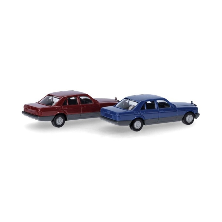 Herpa MiniKit Mercedes-Benz S-Klasse (W126) saphirblå und weinrød 2 stk – produktbillede 3