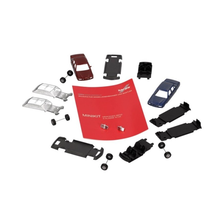 Herpa MiniKit Mercedes-Benz S-Klasse (W126) saphirblå und weinrød 2 stk – produktbillede 4