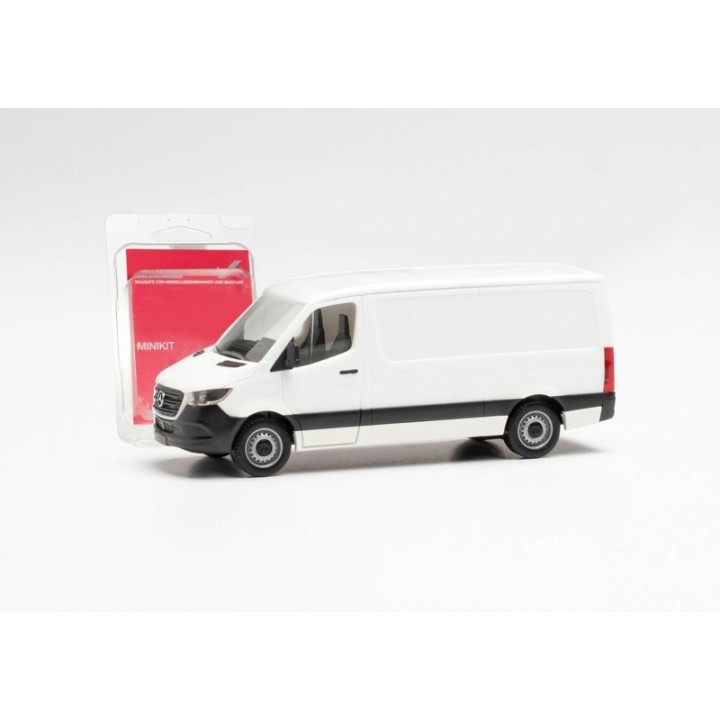 Herpa Minikit Mercedes-Benz Sprinter 2018 kassevogn med lavt tag hvid