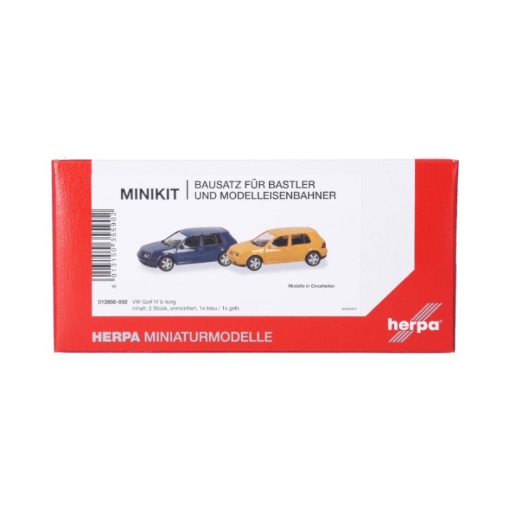Herpa MiniKit VW Golf IV (4-dørs) gul und blå