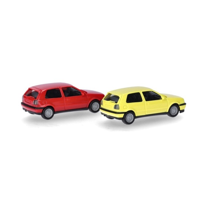 Herpa MiniKit VW Golf III VR6 2-dørs 2er-Set flashrød / schwefelgul – produktbillede 2