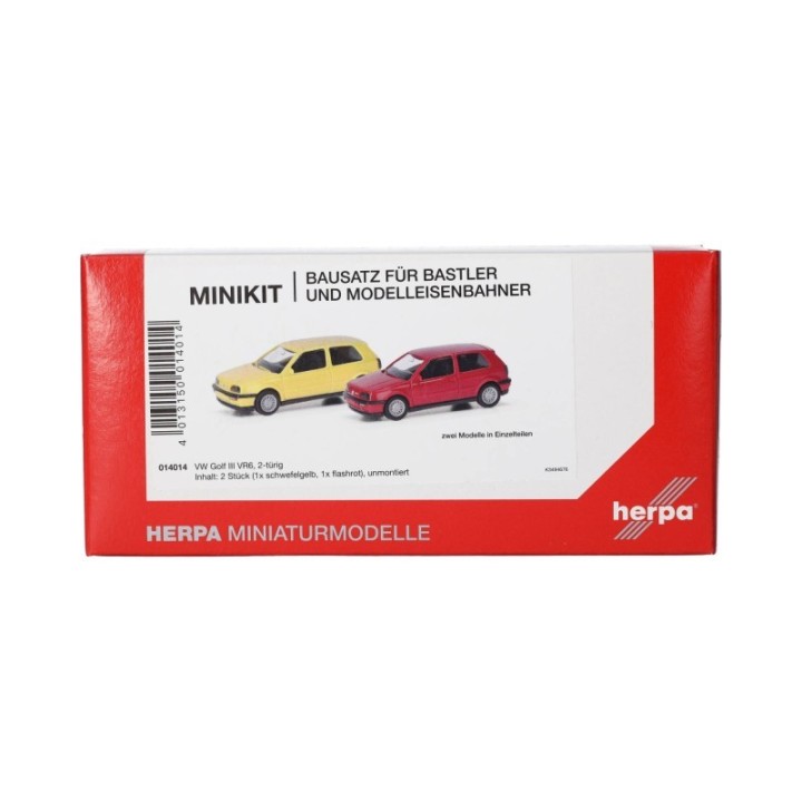 Herpa MiniKit VW Golf III VR6 2-dørs 2er-Set flashrød / schwefelgul – produktbillede 4