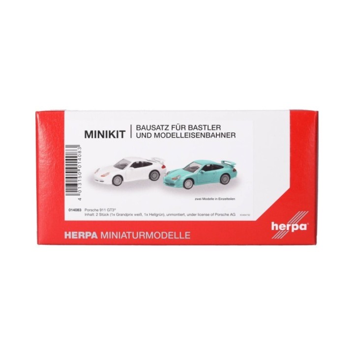 Herpa MiniKit Porsche 911 GT3 (996) Grandprix hvid und hellgrøn 2 stk