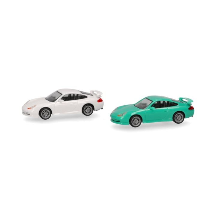 Herpa MiniKit Porsche 911 GT3 (996) Grandprix hvid und hellgrøn 2 stk – produktbillede 2