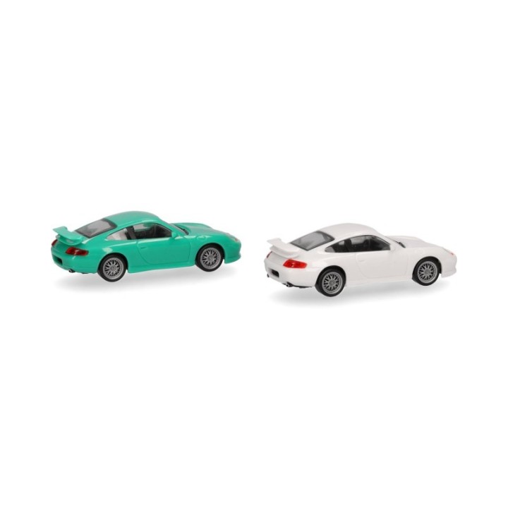 Herpa MiniKit Porsche 911 GT3 (996) Grandprix hvid und hellgrøn 2 stk – produktbillede 3