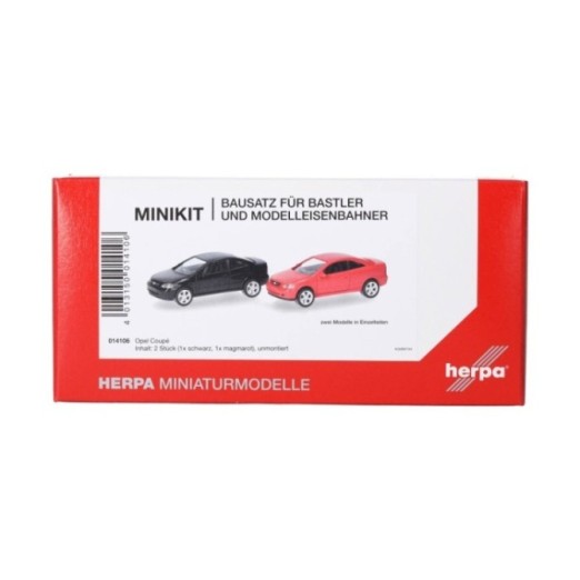 Herpa MiniKit Opel Coupé (2000) sort und Magmarød 2 stk
