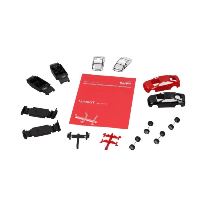 Herpa MiniKit Opel Coupé (2000) sort und Magmarød 2 stk – produktbillede 2