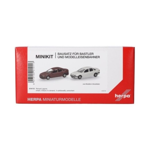 Herpa MiniKit Renault Laguna Sienarød und Arktishvid 2 stk