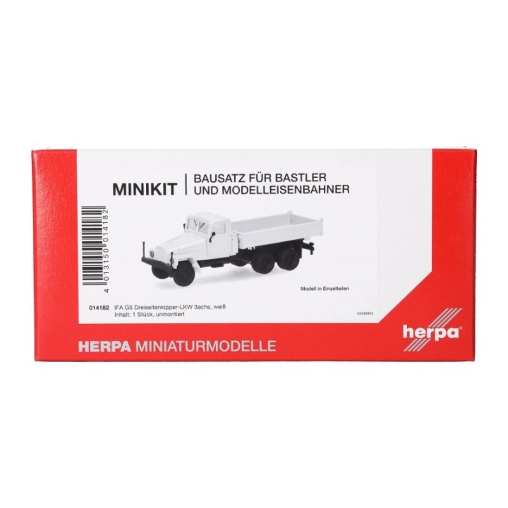 Herpa MiniKit IFA G5 Dreiseitenkipper-LKW 3-akslet hvid