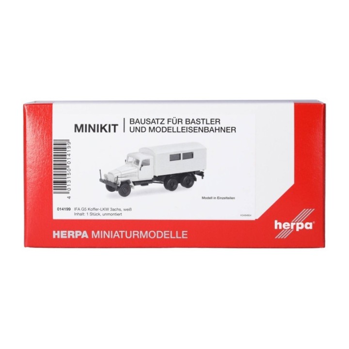 Herpa MiniKit IFA G5 Koffer-LKW mit Fenstern 3-akslet hvid