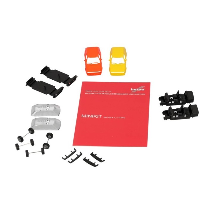 Herpa MiniKit VW Golf II 2-dørs Kasten leuchtrød und gul (2 stk.) – produktbillede 4