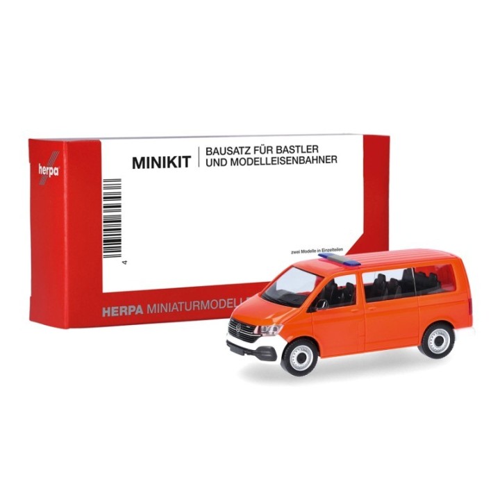 Herpa MiniKit VW T6.1 Bus (Heckklappe geschlossen) tagesleuchtrød (1 stk.)