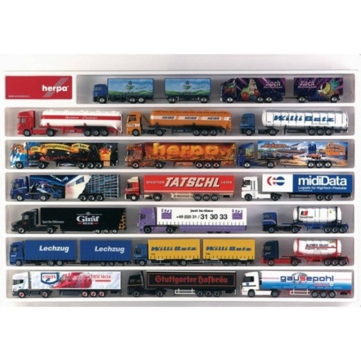 Herpa LKW vitrineskab vitrine für Sammler (hvid) Eurolänge (64 5cm x 45cm x 3 5cm)