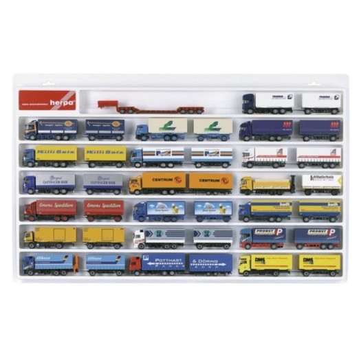 Herpa Vitrineskab vitrine für Sammler für Hängerzüge (überbreit) hvid (70cm x 45cm x 3 5cm)