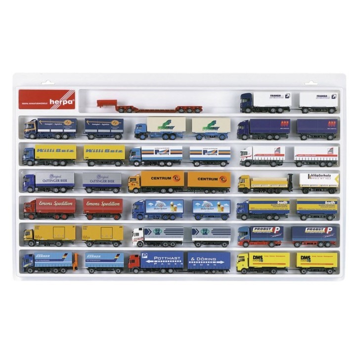 Herpa Vitrineskab vitrine für Sammler für Hängerzüge (überbreit) hvid (70cm x 45cm x 3 5cm)