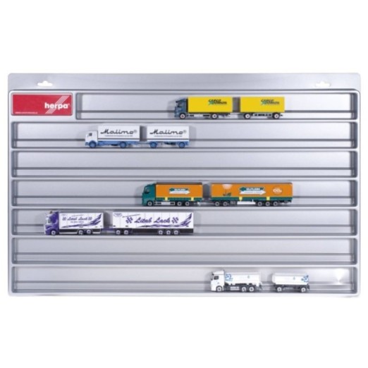 Herpa Vitrineskab vitrine für Sammler für LKW-Hängerzüge (überbreit) sølv (70 cm x 45 cm x 3 5 cm)