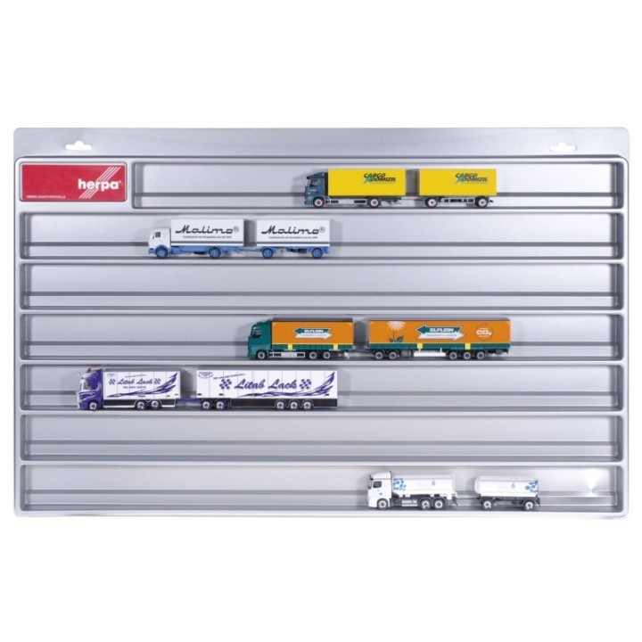 Herpa Vitrineskab vitrine für Sammler für LKW-Hängerzüge (überbreit) sølv (70 cm x 45 cm x 3 5 cm)