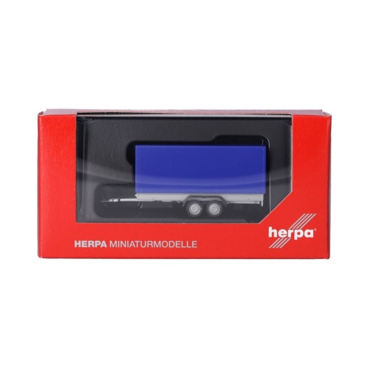 Herpa PKW-presenningnanhænger 2-akslet ultramarinblå – produktbillede 5