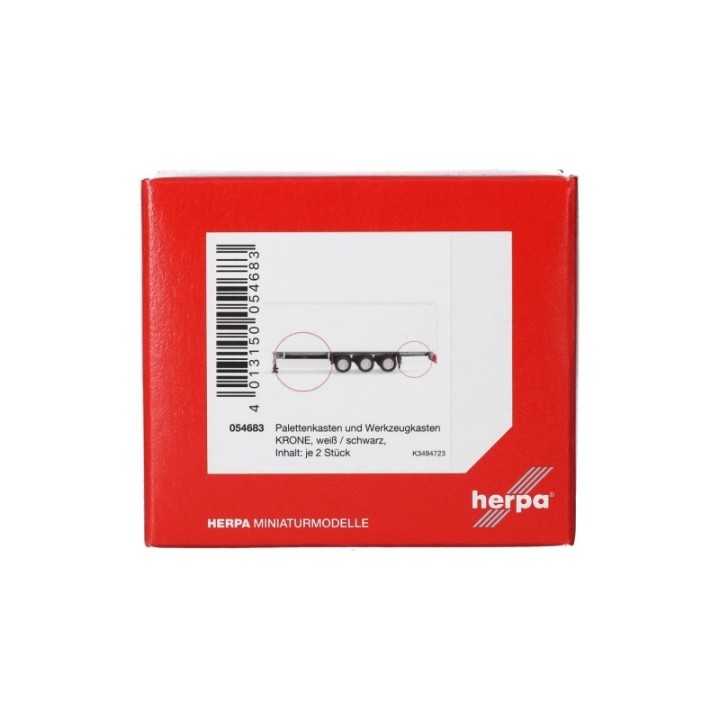 Herpa Tilbehør Palettenkasten und Werkzeugkasten (KRONE) je 2x hvid&sort – produktbillede 3