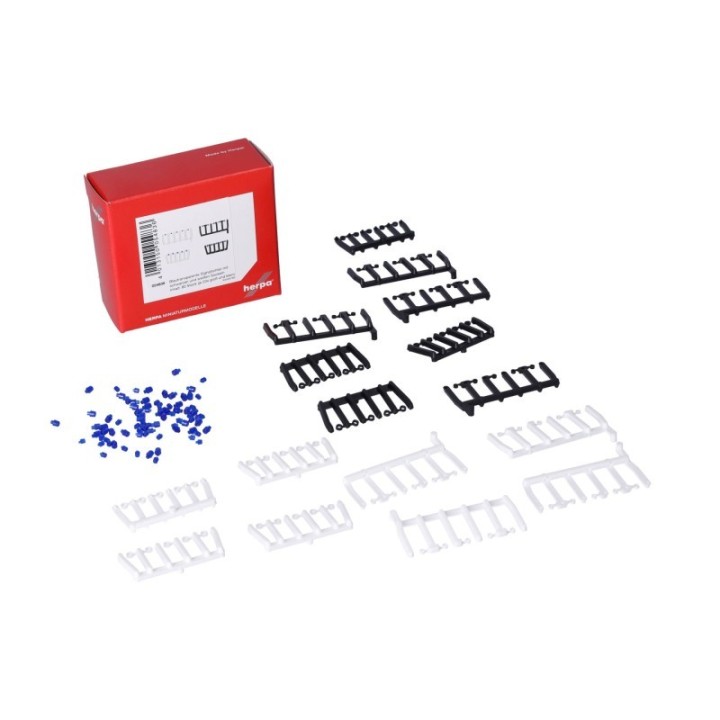 Herpa Tilbehør 80 Signallichter blåtransparent mit sorten und hviden Sockeln je 20x groß und klein – produktbillede 2
