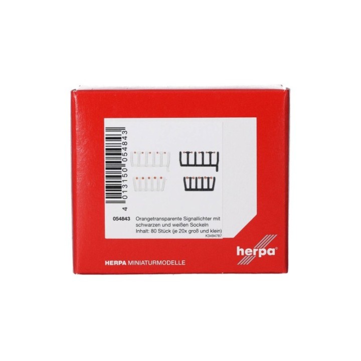 Herpa Tilbehør 80 Signallichter orangetransparent mit sorten und hviden Sockeln je 20x groß und klein – produktbillede 2