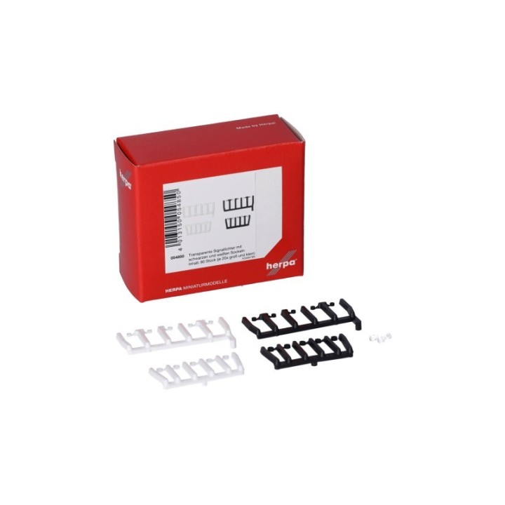 Herpa Tilbehør 80 Signallichter transparent mit sorten und hviden Sockeln je 20x groß und klein – produktbillede 2