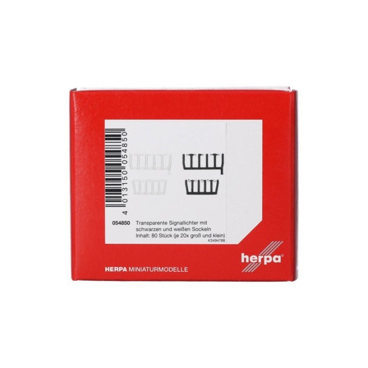 Herpa Tilbehør 80 Signallichter transparent mit sorten und hviden Sockeln je 20x groß und klein – produktbillede 3