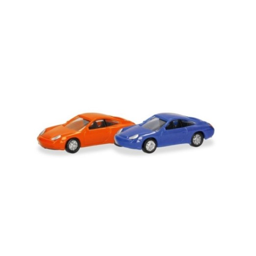 Herpa Spur N 2 stk. Porsche 911 gulforange und maritimblå