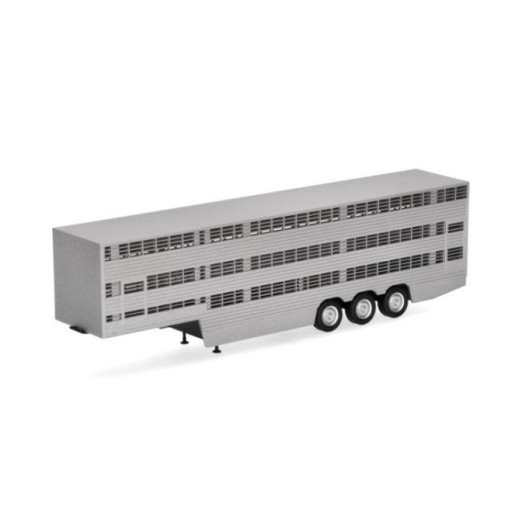 Herpa Viehtransportertrailer 3-akslet sølv lackiert - Chassis sort