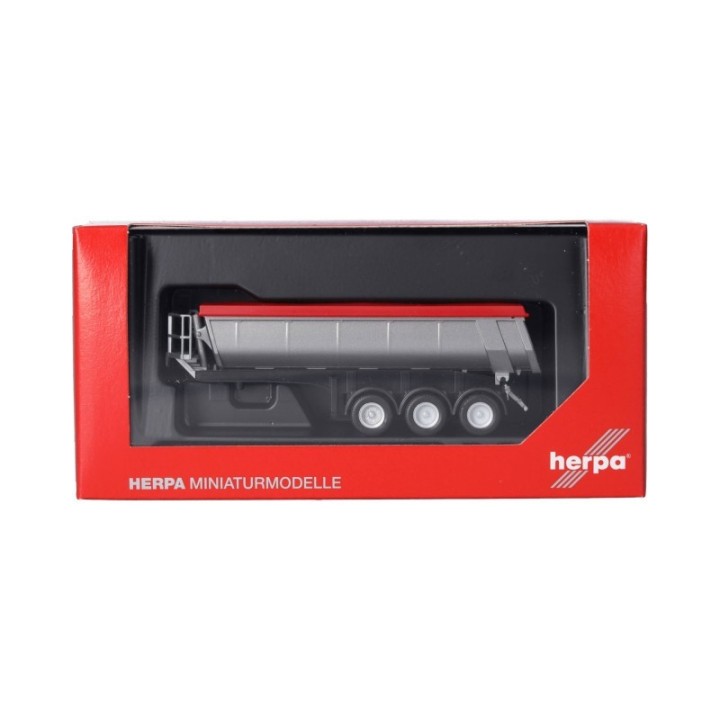 Herpa Thermomuldentrailer 3-akslet sølv (presenning rød) – produktbillede 5