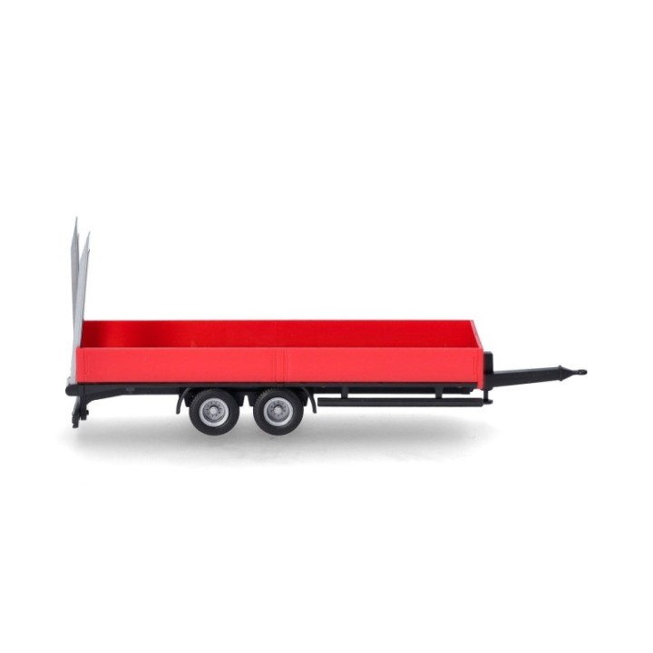 Herpa LKW Tiefladetandemanhænger mit Auffahrrampen 2-akslet rød – produktbillede 3