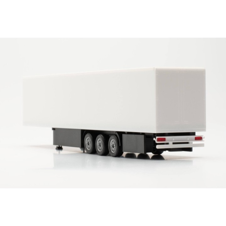 Herpa 15 Meter Kühlkoffer-trailer mit Palettenkasten und hinterer Seitenverkleidung hvid – produktbillede 4