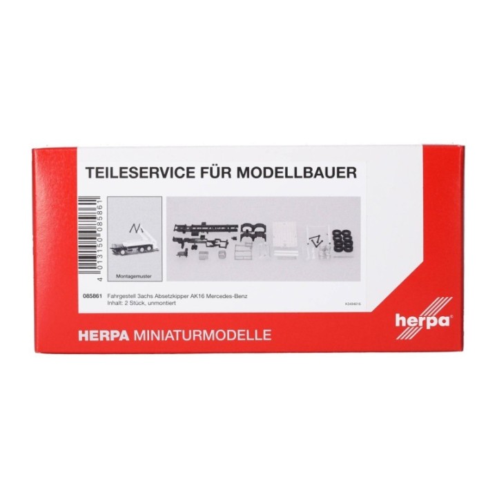 Herpa Reservedelsservice chassis 3a containerbil AK16 Mercedes-Benz (uden FH) 2 stk – produktbillede 3