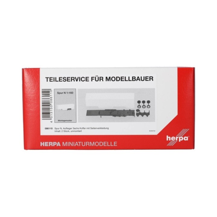 Herpa Reservedelsservice Spur N (1:160) trailer 3-akslet verkleideter Koffer 2 stk – produktbillede 3