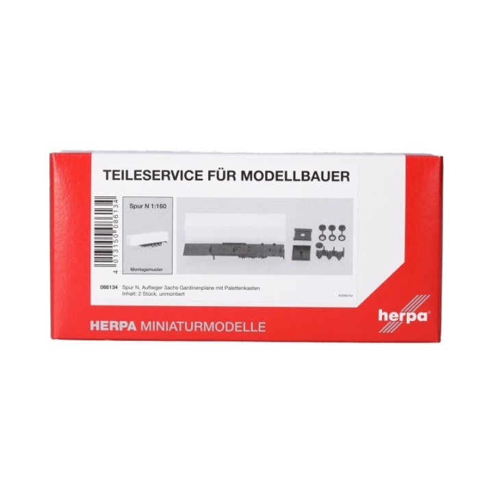 Herpa Reservedelsservice Spur N (1:160) trailer 3-akslet Gardinenpresenning 2 stk – produktbillede 2