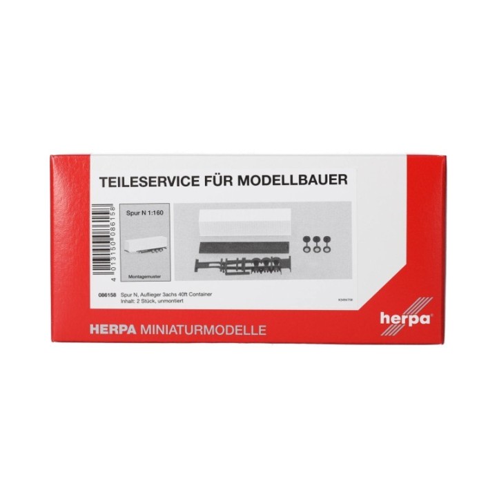 Herpa Reservedelsservice Spur N (1:160) trailer 3-akslet 40ft Container 2 stk – produktbillede 3