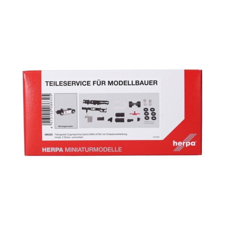 Herpa Reservedelsservice: chassis trækker 2-akslet MAN eTGX mit Batteriekästen und Chassisverkl. (2 stk.) – produktbillede 3