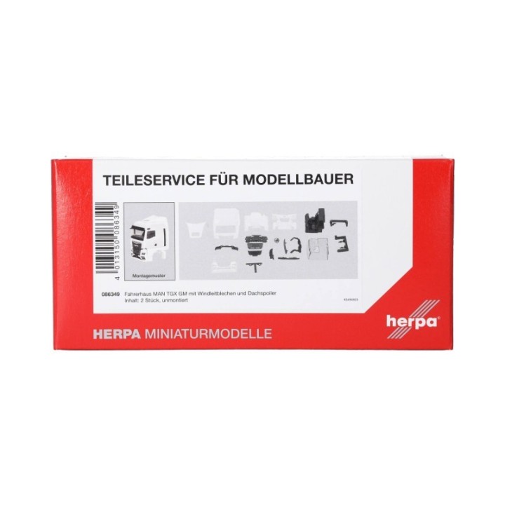 Herpa Reservedelsservice: førerhus MAN TGX GM mit vindafviseren und Spiegelkamera hvid (2 stk.) – produktbillede 3