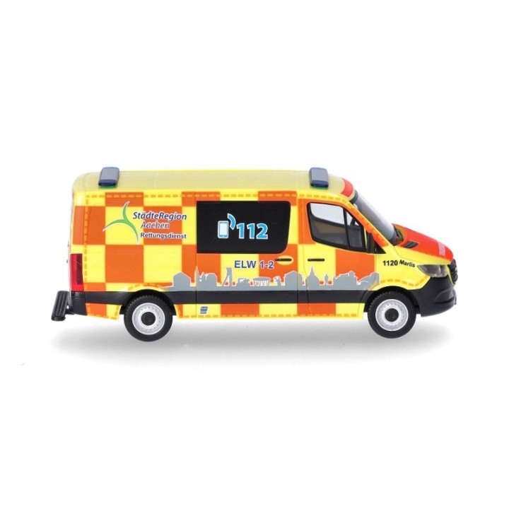 Herpa Mercedes-Benz Sprinter Flachdach Rettungsdienst StädteRegion Aachen (Nordrhein-Westfalen/Aachen) – produktbillede 4