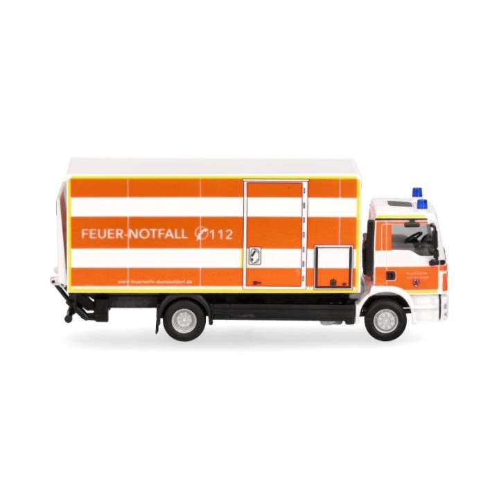 Herpa MAN TGM Koffer-LKW mit lift Feuerwehr Düsseldorf – produktbillede 3