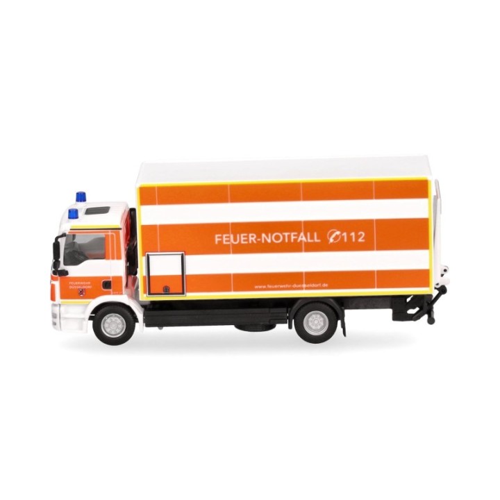 Herpa MAN TGM Koffer-LKW mit lift Feuerwehr Düsseldorf – produktbillede 4
