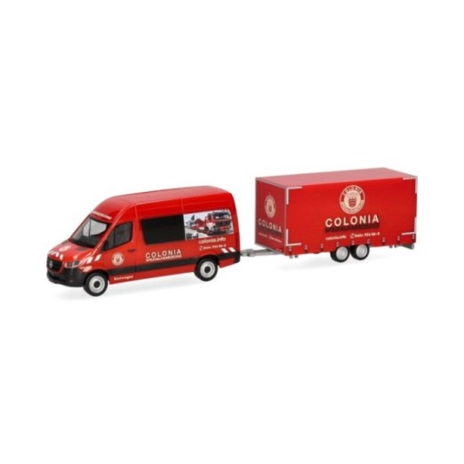 Herpa Mercedes-Benz Sprinter 18 Halbbus højt tag mit Tandemhänger Colonia