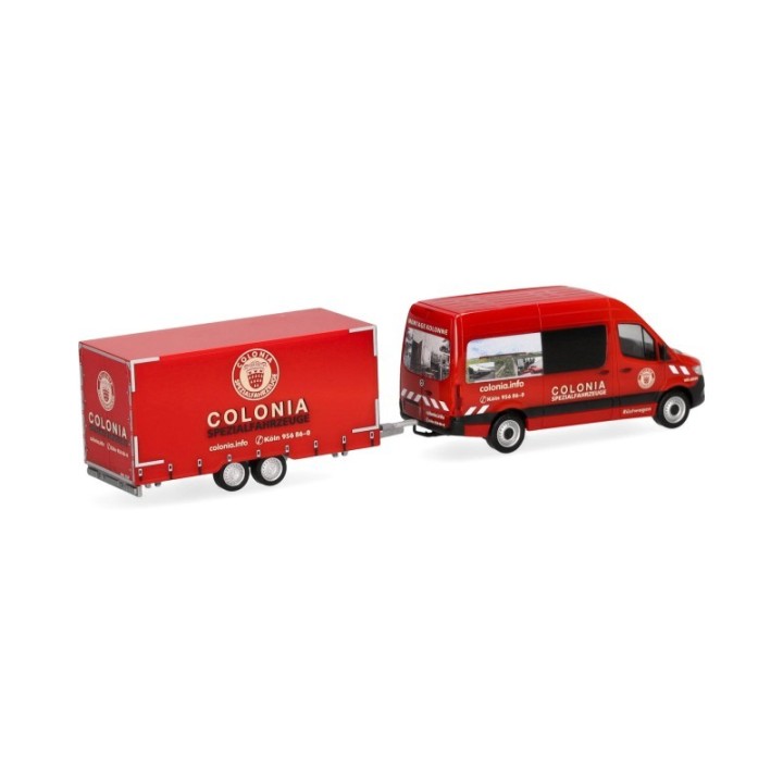 Herpa Mercedes-Benz Sprinter 18 Halbbus højt tag mit Tandemhänger Colonia – produktbillede 2