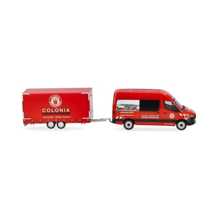Herpa Mercedes-Benz Sprinter 18 Halbbus højt tag mit Tandemhänger Colonia – produktbillede 3