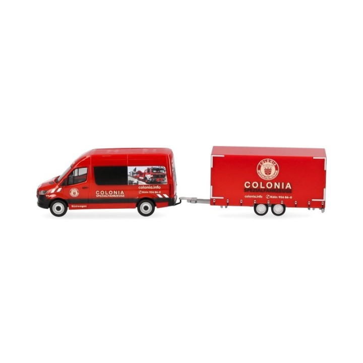 Herpa Mercedes-Benz Sprinter 18 Halbbus højt tag mit Tandemhänger Colonia – produktbillede 4