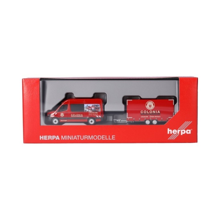 Herpa Mercedes-Benz Sprinter 18 Halbbus højt tag mit Tandemhänger Colonia – produktbillede 5